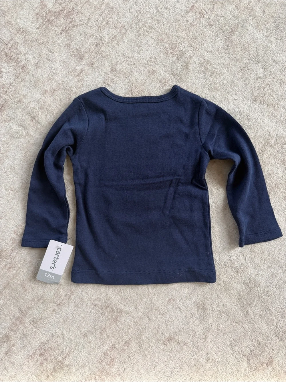 Carter's Navy Long-Sleeve Tee with Pink 'Little Sister' Script and Silver Heart